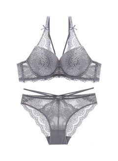 2-Piece Push Up Lace Underwear Set Grey
