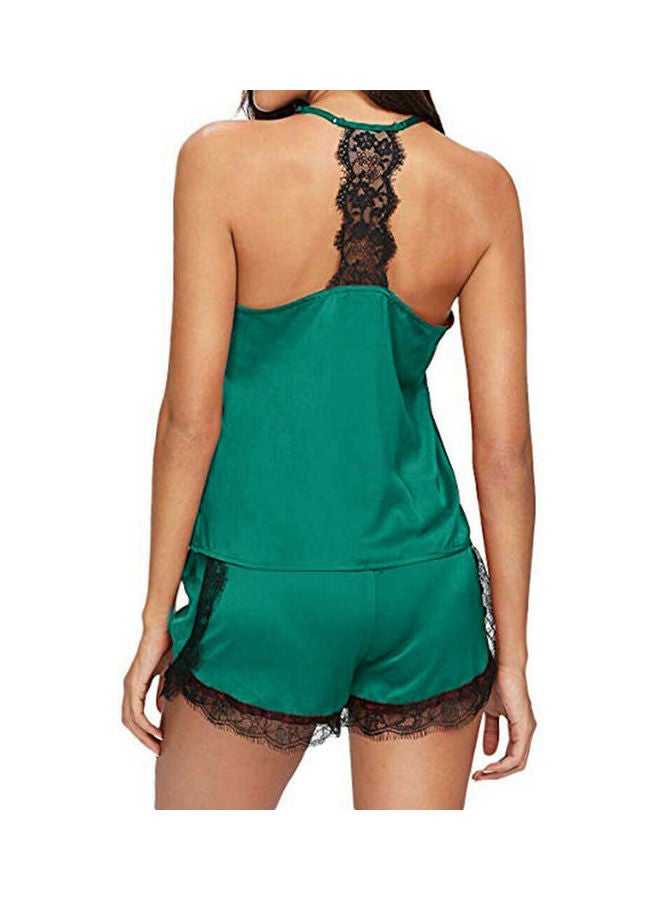 Silky Lace Sleepwear Set Green - Image 2