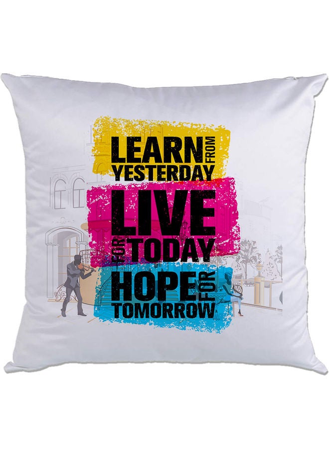 AMC DESIGN Quote Printed Cushion White/Yellow/Pink 40x40cm 