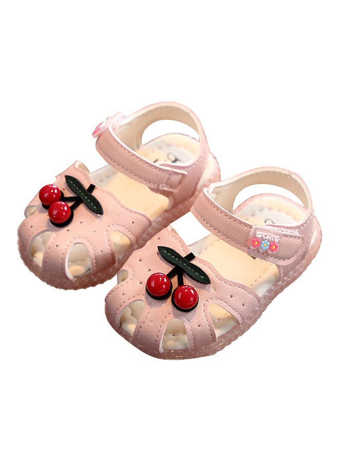 صندل للفتيات الصغيرات بنعل ناعم مريح ومضاد للانزلاق وردي/ أسود/ أحمر - Image 1