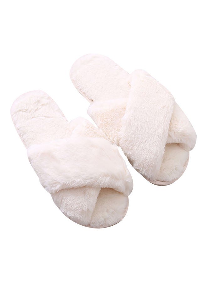 Generic - Open Toe Cross Band Flat Slippers White - Image 1