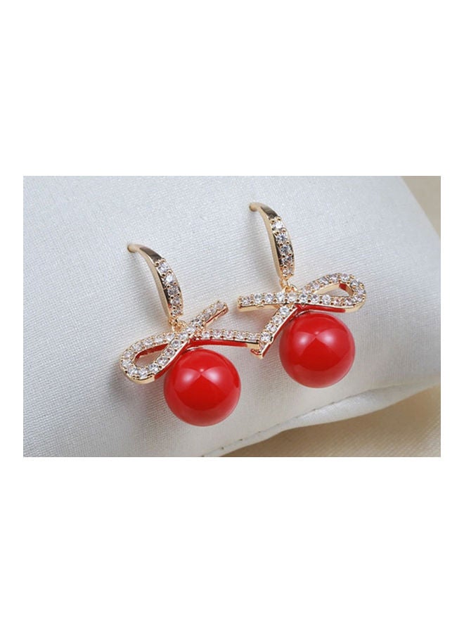 J.J Hand made Bow Pearl Rhinestone Exquisite Personality Earrings - Image 5
