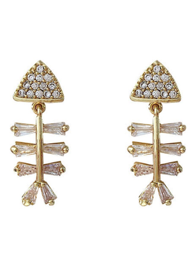 J.J Hand made 925 Sterling Silver Rhinestone Crystal Fishbone Stud Earrings - Image 1