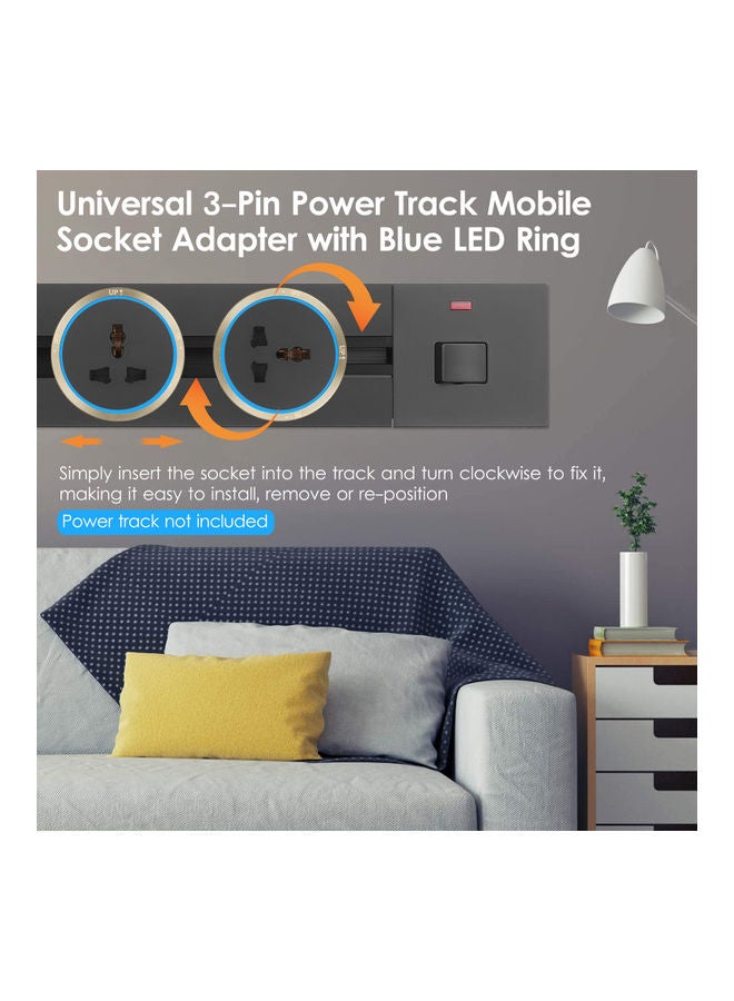 3-Pin Track Socket Black/Blue/Gold - Image 3