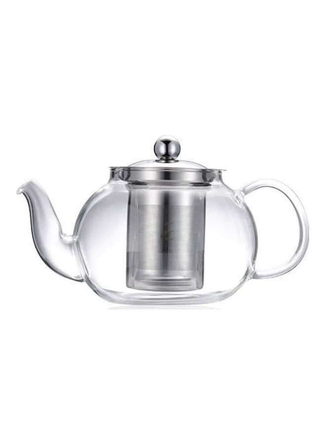 Lushh Heat Resistant Glass Teapot With Infuser And Lid Clear/Silver - Image 1