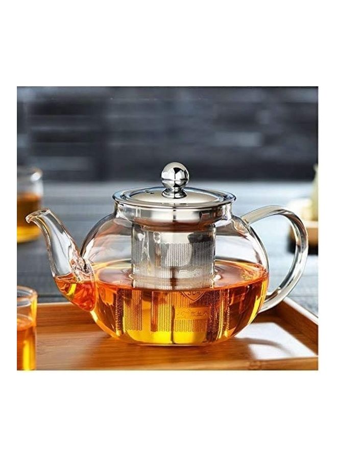 Lushh Heat Resistant Glass Teapot With Infuser And Lid Clear/Silver - Image 2
