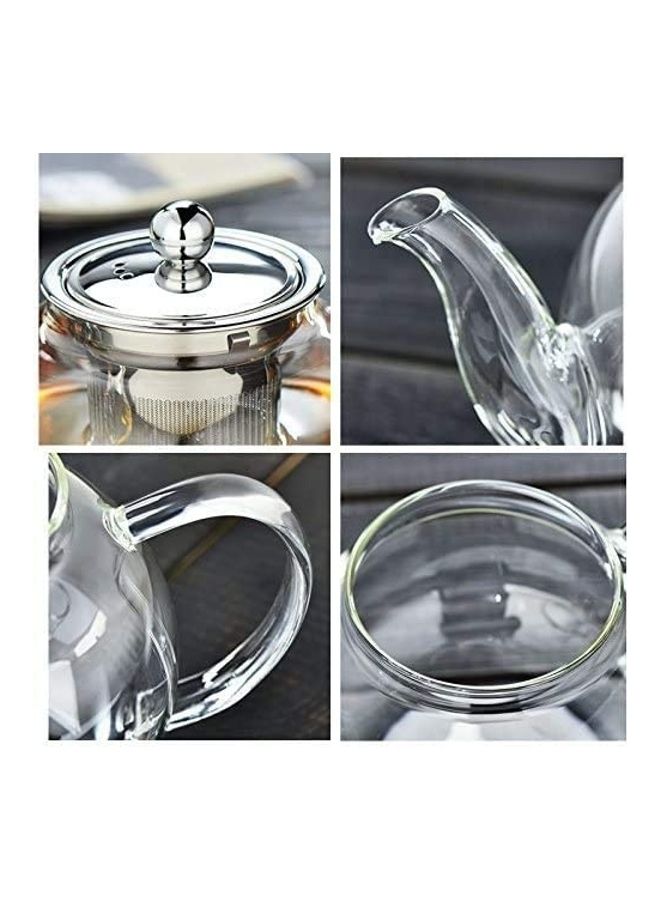 Lushh Heat Resistant Glass Teapot With Infuser And Lid Clear/Silver - Image 4