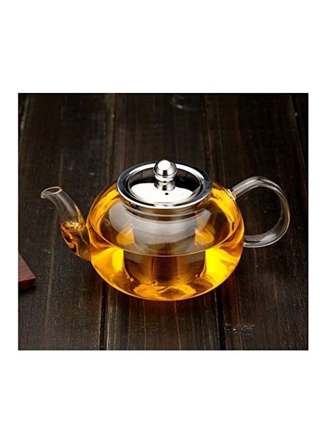Lushh Heat Resistant Glass Teapot With Infuser And Lid Clear/Silver - Image 5