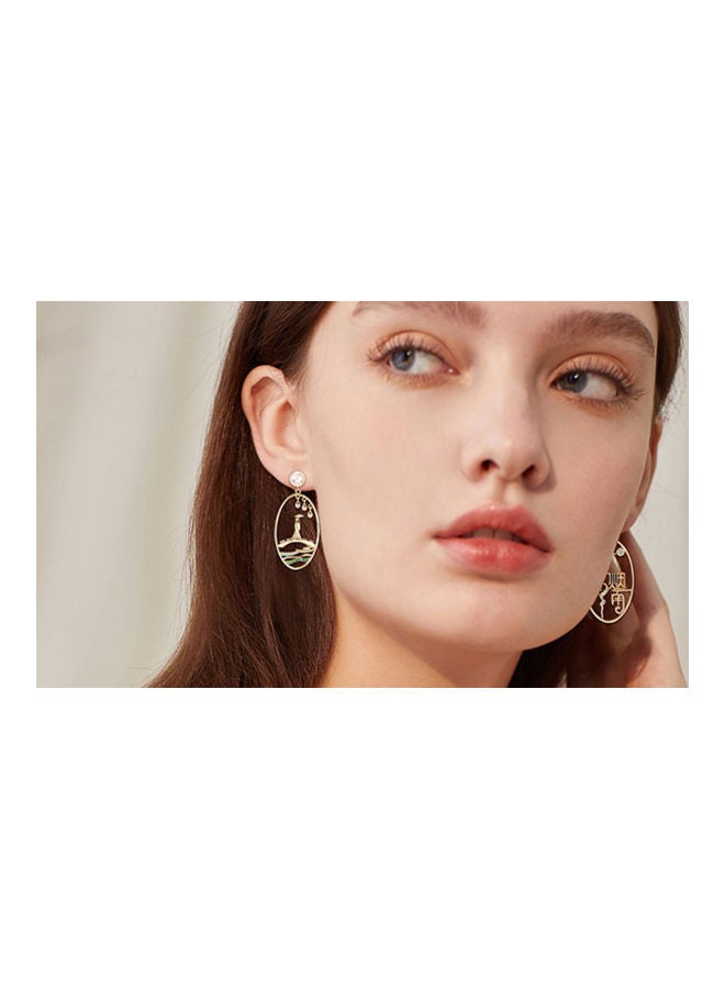 J.J Hand made 925 Sterling Silver Asymmetric Retro Long Circle Earrings - Image 3