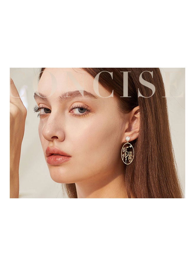 J.J Hand made 925 Sterling Silver Asymmetric Retro Long Circle Earrings - Image 4