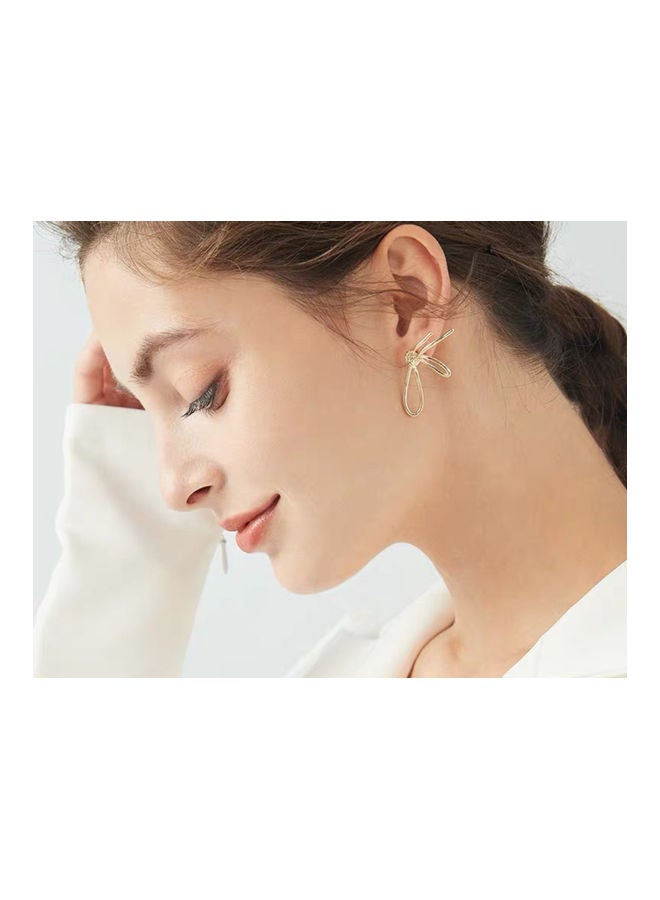 J.J Hand made 925 Sterling Silver Asymmetric Rhinestone Big Bow Earrings - Image 4