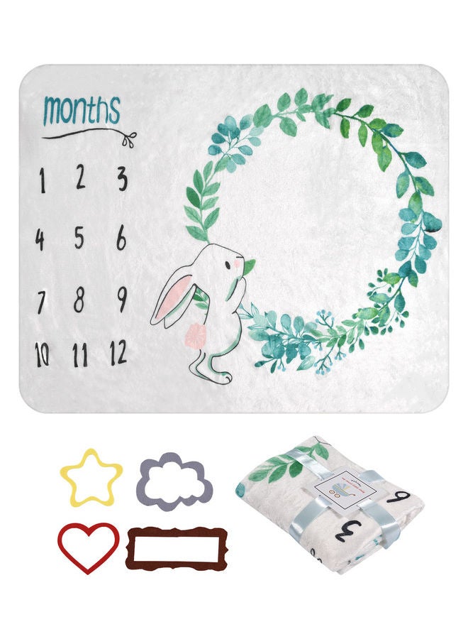 Baby Monthly Milestone Flannel Baby Blanket With 4 Frame - Image 2