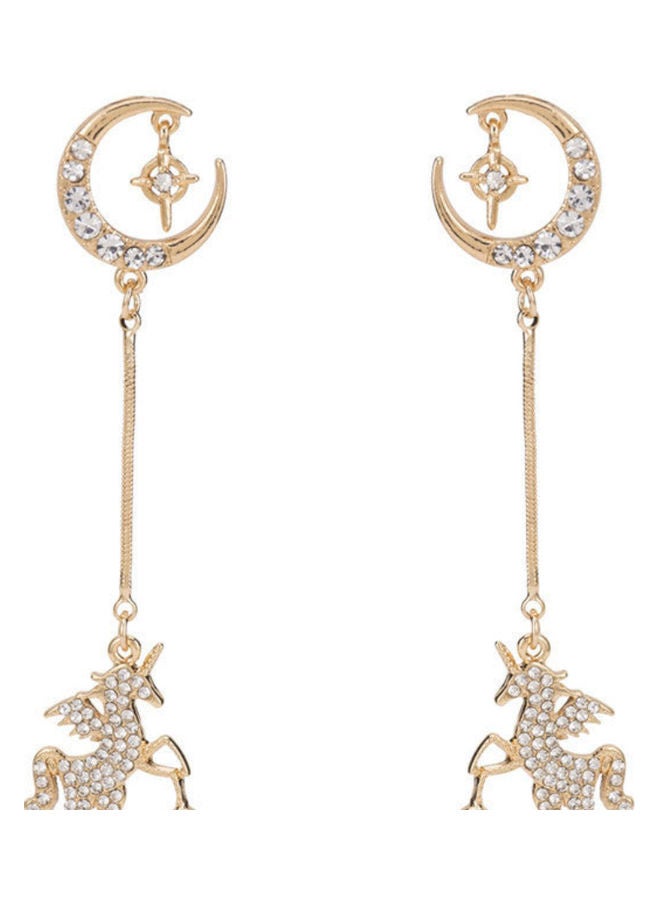 J.J Hand made 925 Sterling Silver Star And Moon Rhinestone Pearl Pony Earrings - Image 1