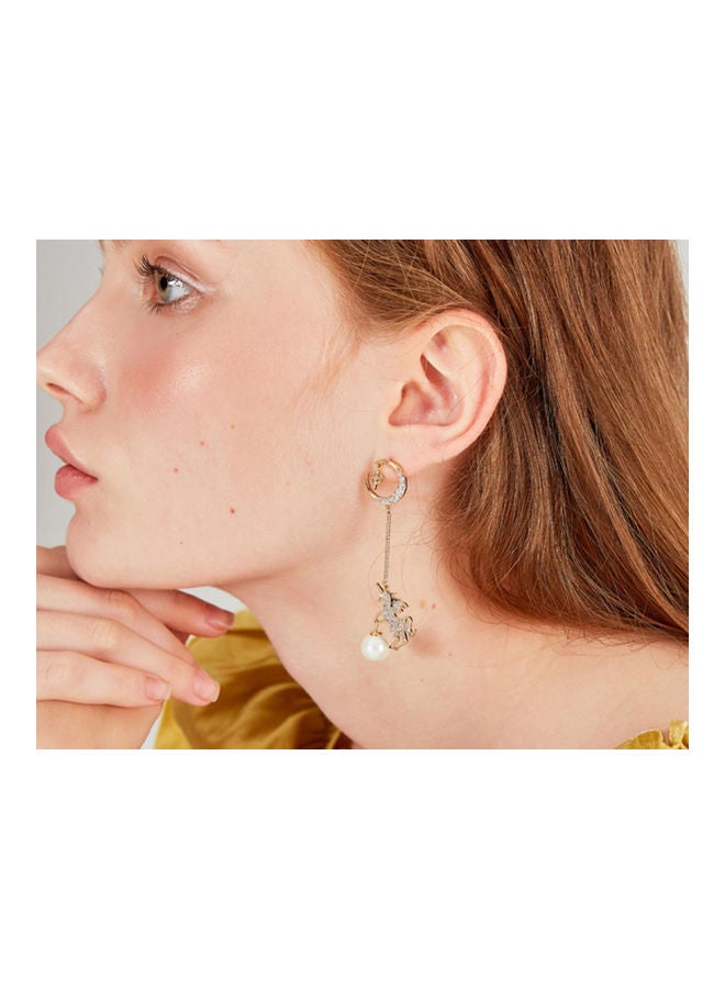 J.J Hand made 925 Sterling Silver Star And Moon Rhinestone Pearl Pony Earrings - Image 5