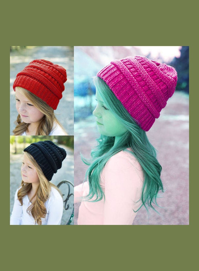 2-Piece Various Size Winter Warm Knit Knitted Crochet Beanie Red  - Image 5