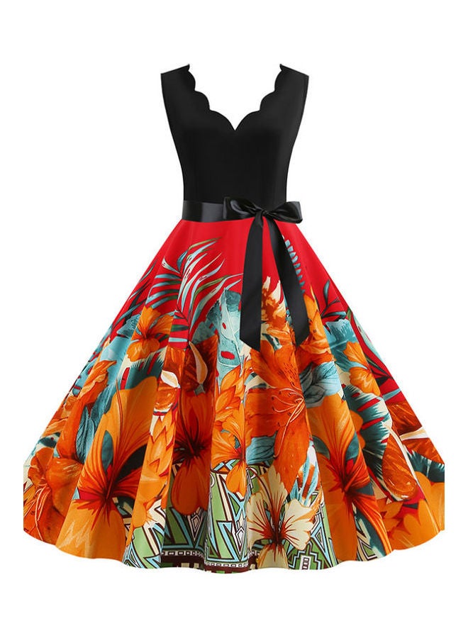 أوتاد فستان أنيق مزين بطبعة عصرية - Image 1