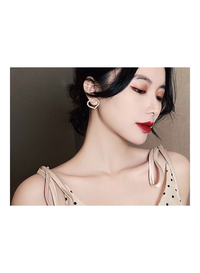 J.J Hand made 925 Sterling Silver Hollow Heart Love Pearl Earrings - Image 3