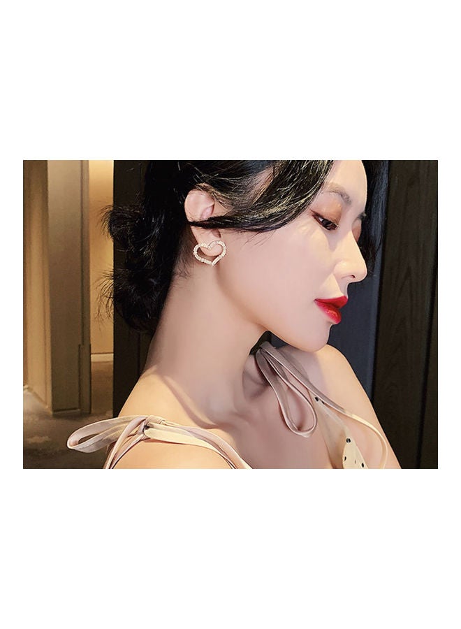 J.J Hand made 925 Sterling Silver Hollow Heart Love Pearl Earrings - Image 4