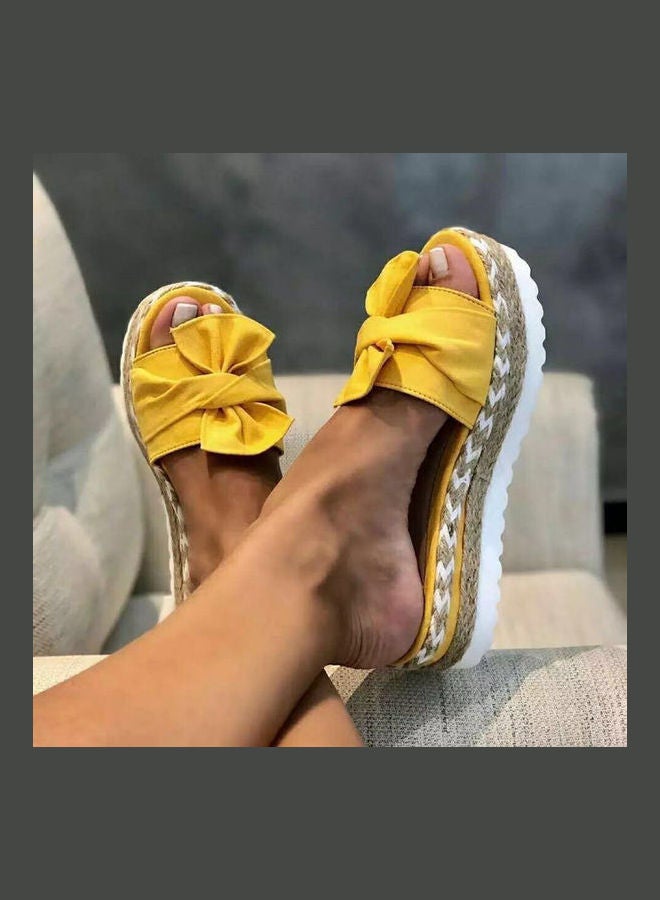 Women Fashion Summer Bow-knot Anti-Skid Sandals Yellow/Beige - Image 2