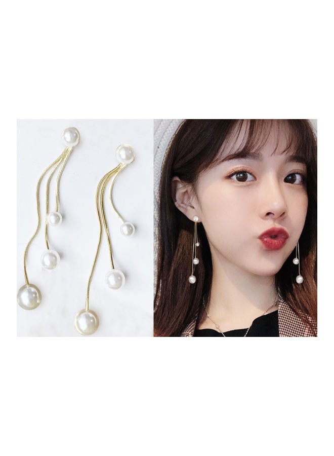 J.J Hand made 925 Sterling Silver Korean Style Tassel Pearl Earrings - Image 5