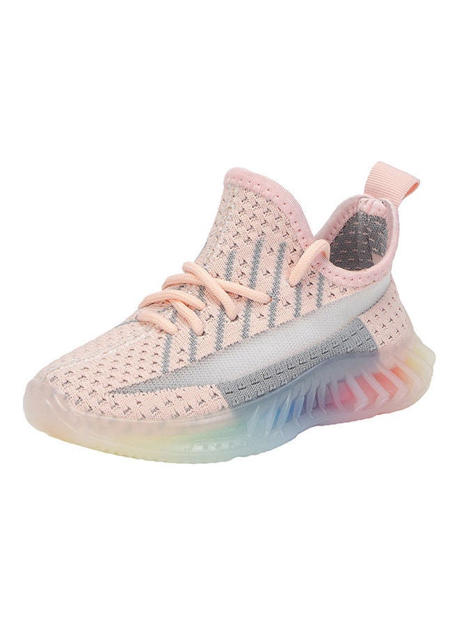 Comfortable Lace-Up Shoes Pink/Grey - Image 1