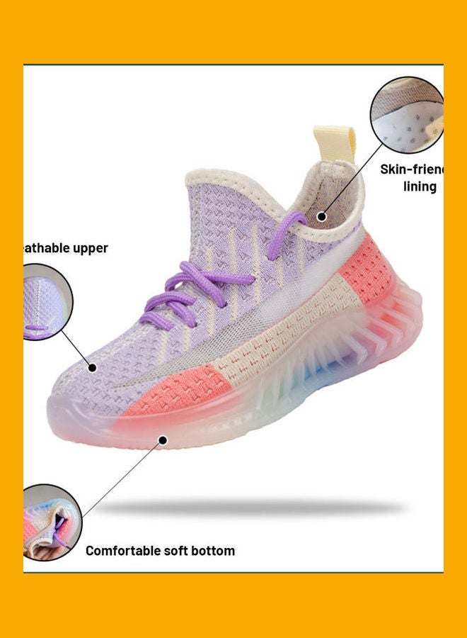 Comfortable Lace-Up Shoes Pink/Grey - Image 3