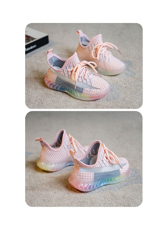 Comfortable Lace-Up Shoes Pink/Grey - Image 2