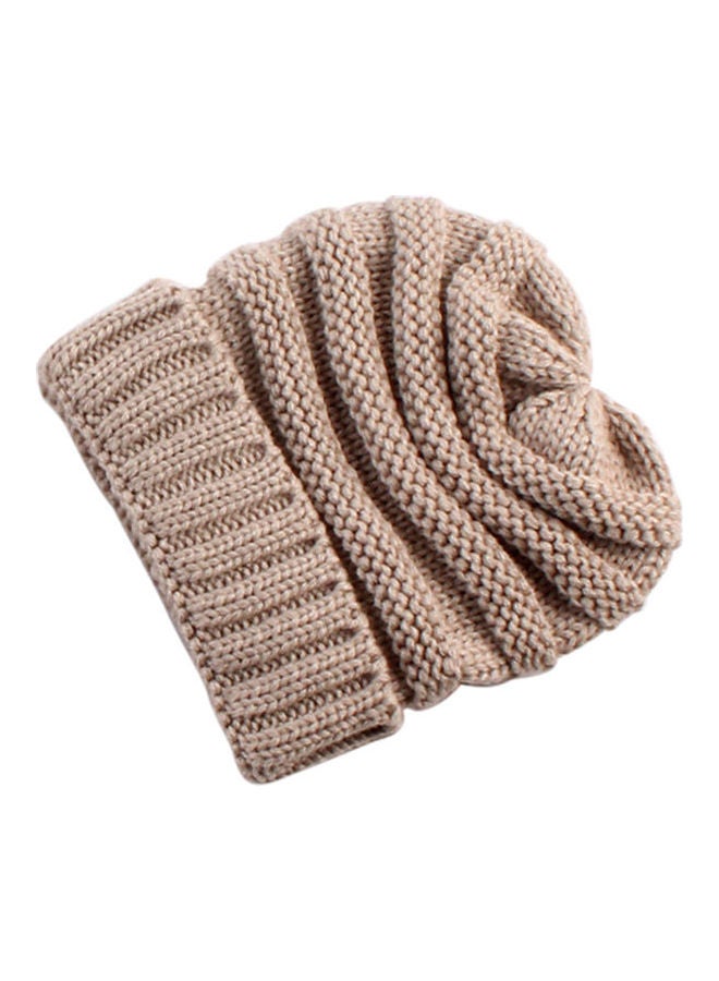 Winter Warm Knit Knitted Crochet Beanie Brown  - Image 2