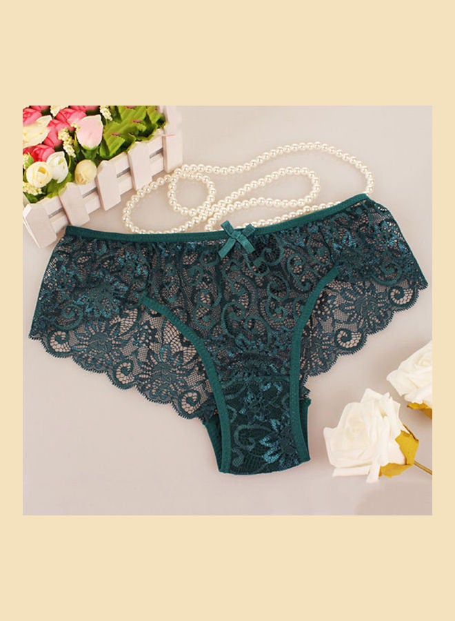Soft Lace Bowknot Transparent Lingerie Green
