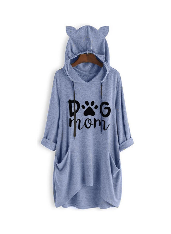OUTAD - Comfortable Hooded Neck Pullover Blue - Image 1