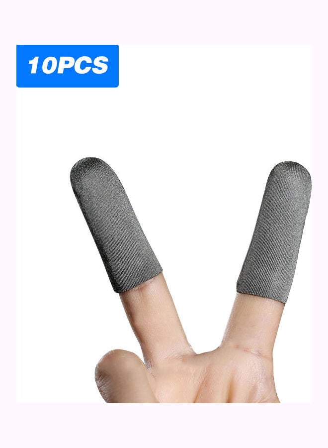 10-Piece Gaming Finger Sleeve Touchscreen Thumb Grey - Image 1