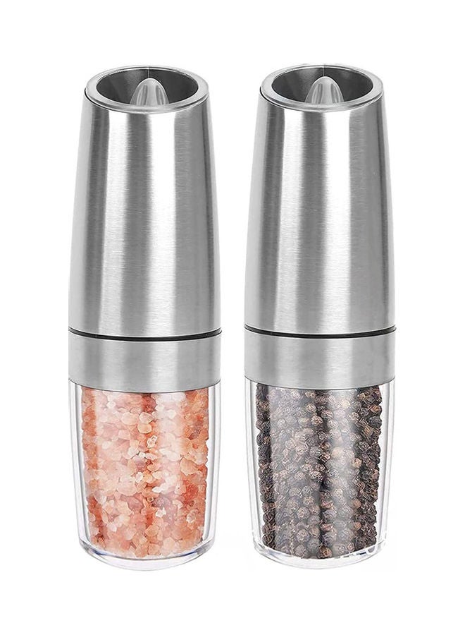 2-Piece Electric Pepper Grinders Silver/Clear - Image 1