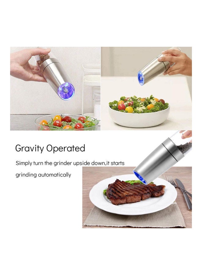 2-Piece Electric Pepper Grinders Silver/Clear - Image 2