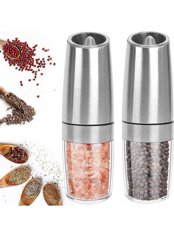 2-Piece Electric Pepper Grinders Silver/Clear - Image 4