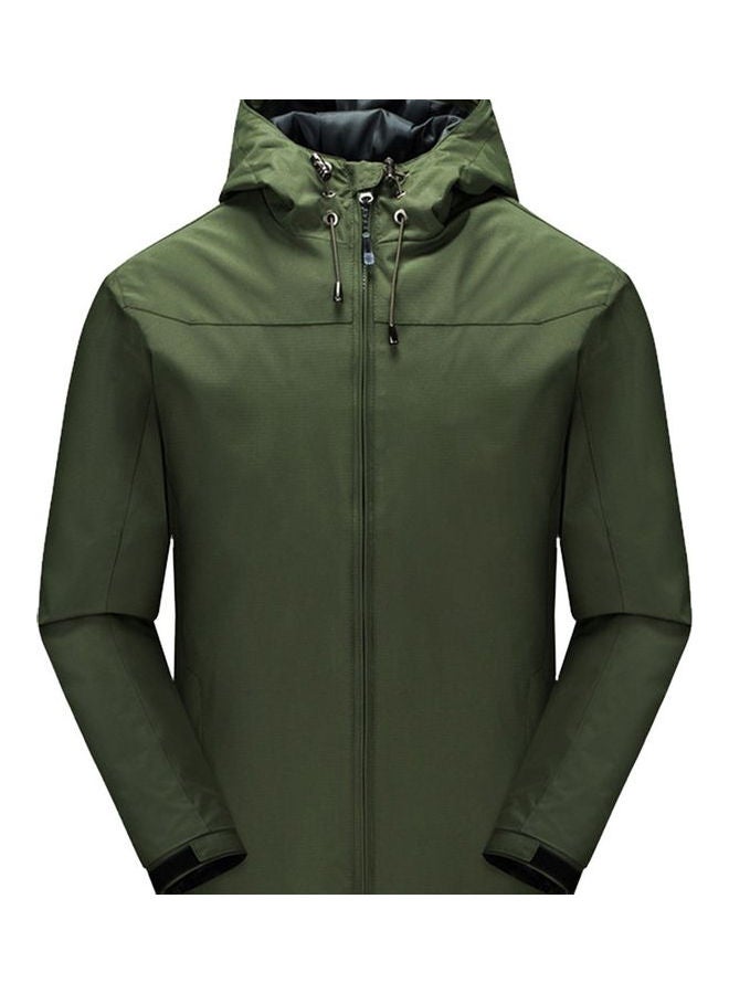 Waterproof Winter Warm Jacket with Cap Green  - Image 1