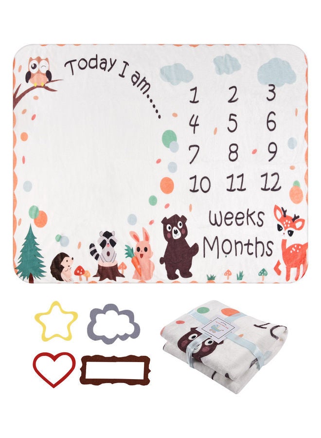 Baby Monthly Milestone Flannel Baby Blanket With 4 Frame - Image 2