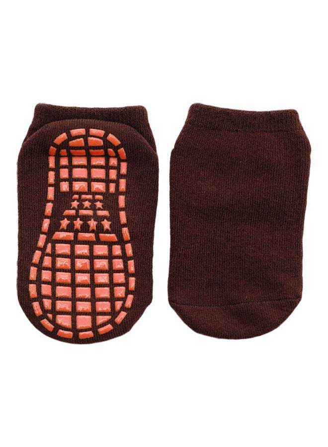 Solid Anti Slip Breathable Socks Coffee/Orange - Image 1