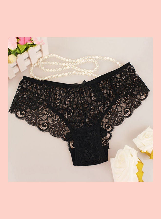 Soft Lace Bowknot Transparent Lingerie Pink - Image 3