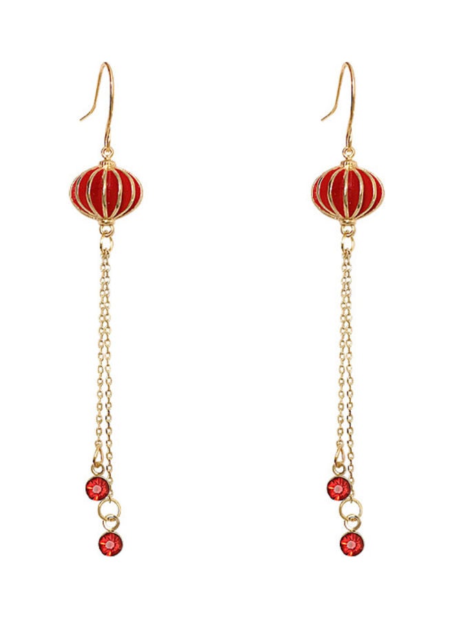 جاي.جاي هاند ميد أقراط طويلة على شكل فانوس بنمط صيني ومزينة بأشكال الشرابة - Image 1