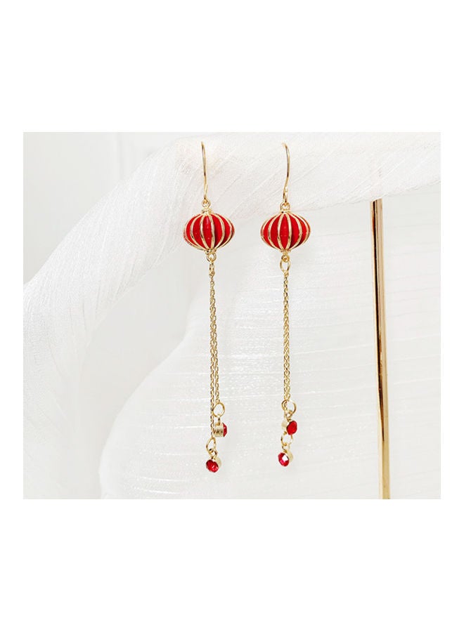 جاي.جاي هاند ميد أقراط طويلة على شكل فانوس بنمط صيني ومزينة بأشكال الشرابة - Image 2