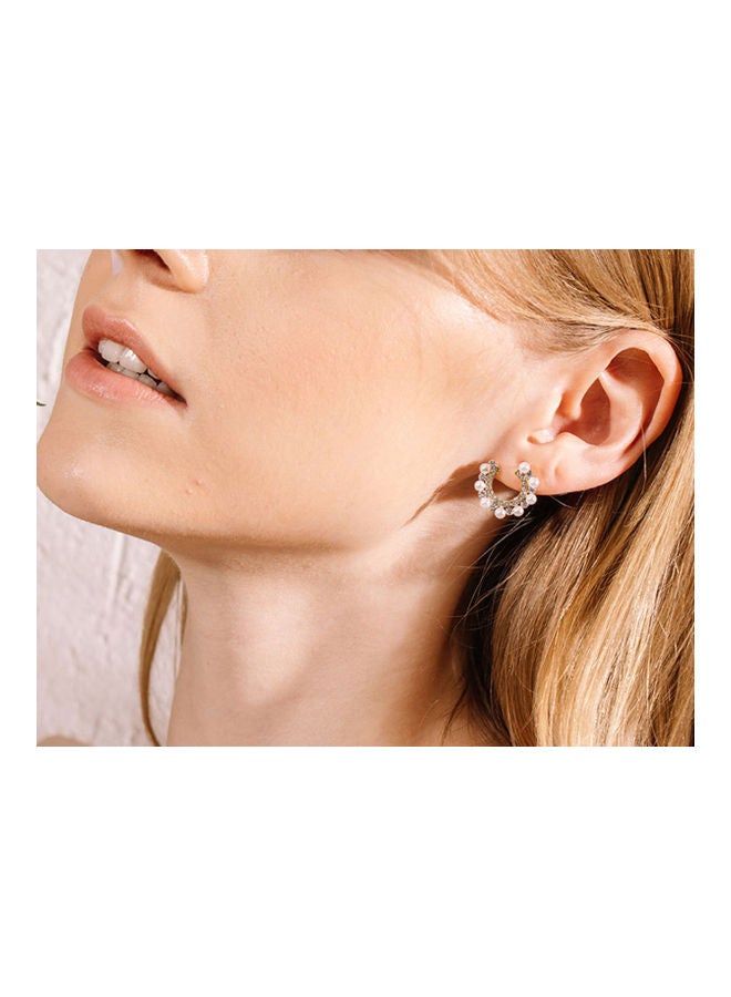 J.J Hand made 925 Sterling Silver C French Style Personalized Pearl Earrings - Image 5