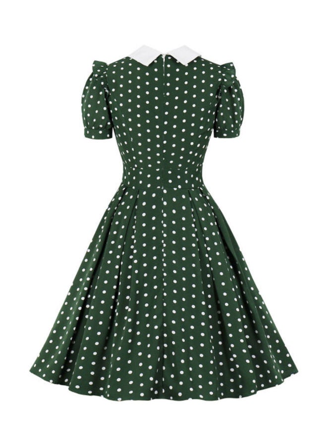 OUTAD Polka Dot Print Elegant Sweet Dress Green  - Image 2