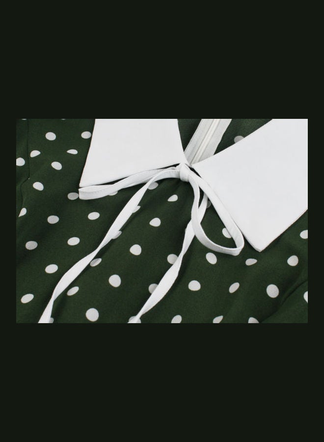 OUTAD Polka Dot Print Elegant Sweet Dress Green  - Image 4