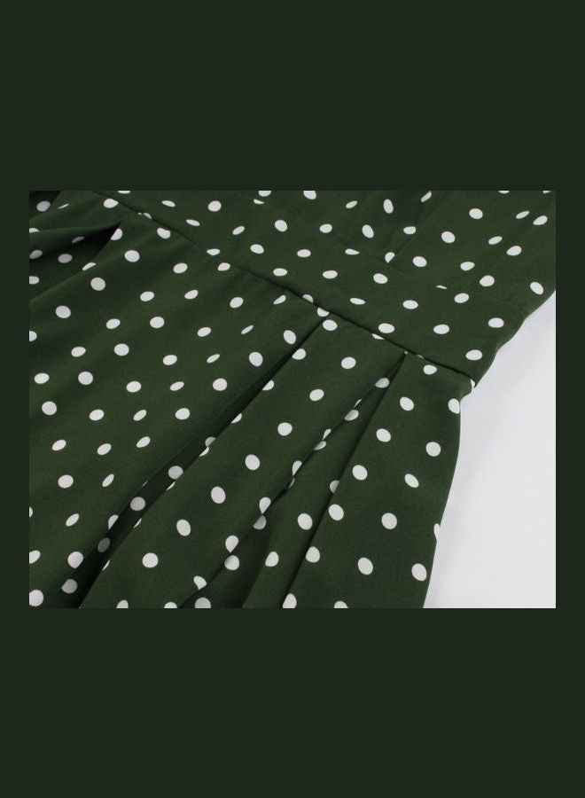 OUTAD Polka Dot Print Elegant Sweet Dress Green  - Image 5