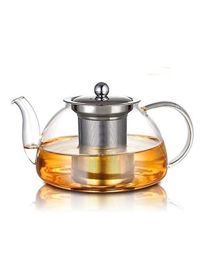 Lushh Glass Teapot With Removable Stainless Steel Infuser Clear/Silver  - Image 1