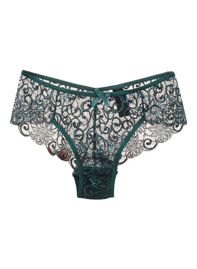 Soft Lace Bowknot Transparent Lingerie Dark Green