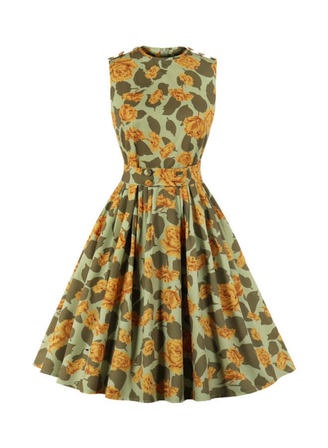 OUTAD Printed Elegant And Fresh Dress Multicolour - Image 1