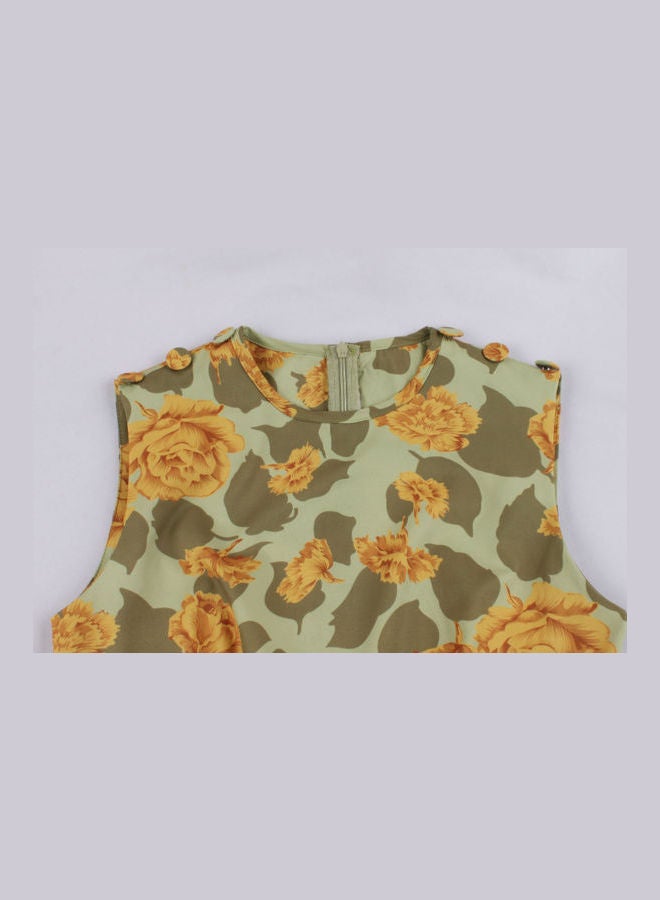 OUTAD Printed Elegant And Fresh Dress Multicolour - Image 3