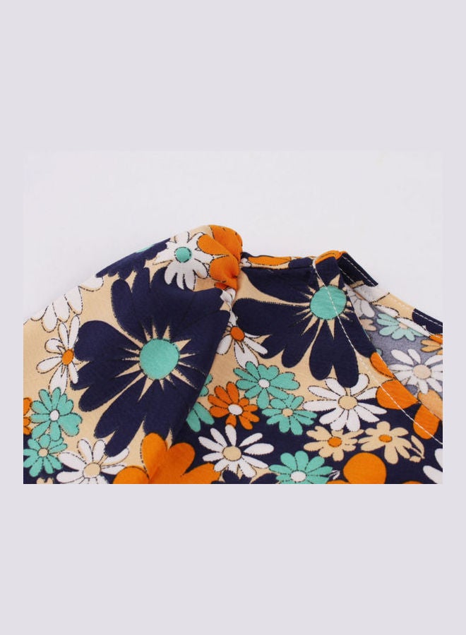 OUTAD Retro Floral Print Dress Multicolour - Image 4