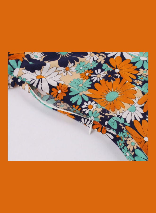 OUTAD Retro Floral Print Dress Multicolour - Image 5